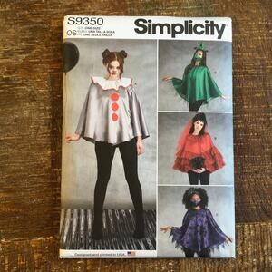 Simplicity Sewing Pattern 9350 Costume Witch Vampire Clown Zombie Poncho UNCUT